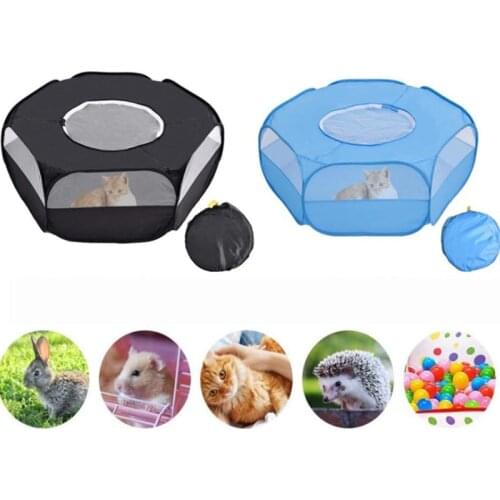 Portable Small Pet Cage Transparent Hedgehog Cage Tent Pet Playpen Open Folding Yard Fence For Dog Hamster Rabbit Guinea Pig
