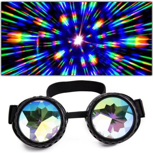 Rainbow Diffraction Goggles Raves EDM Festivals Shows Club Concert Rainbow Prism Fractal Kaleidoscope Steampunk Goggle