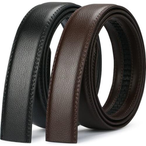 New Luxury Men Automatic Buckle Belts PU Leather Waist Strap No Buckle Belt Black Brown Male High Quality Jeans Waistband 3.5CM