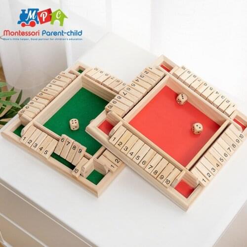 Deluxe Four Sided 10 Numbers Shut The Box Board Game Set Dice Party Club Drinking Games for Adults Families