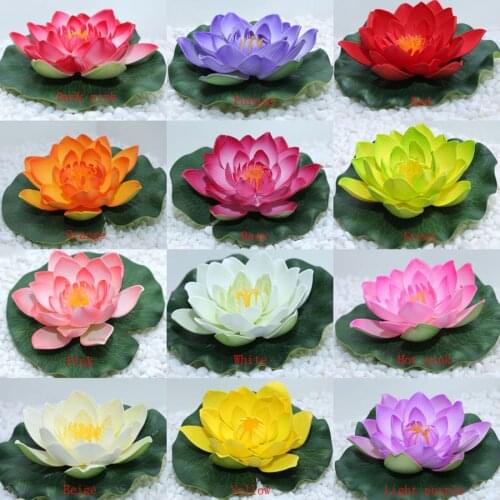 Retail Artificial Fake EVA Lotus flowers Leaf Water Lily Floating Pool Plants pond flowers home garden wedding decoration B83