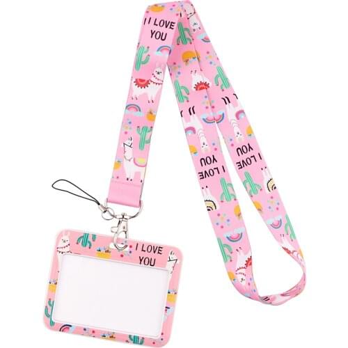DZ2065 Pink Alpaca Lanyard for Key Neck Strap lanyard Card ID Badge Holder Key Chain Key Holder Hang Rope Key Rings Accessories