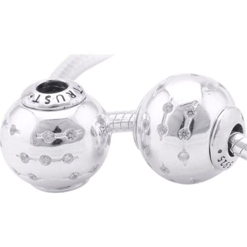 Essence Trust Charm 925 Sterling Silver , Clear CZ Beads for Jewelry Making Fit Essence Bracelets DIY Pulseira Essencia EST101