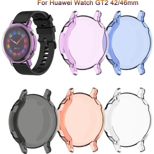 Silicone Case For Huawei Watch GT2 42 46mm Screen Protector Plating Soft cover Case For huawei GT 2 band SmartWatch fundas couqe