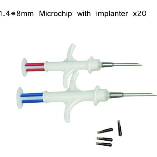 Glass Rfid Tag Veterinary Transponder Syringe 1.4*8mm Microchip for Pets Small Dog Tags Animal Microchip Injector Set X20