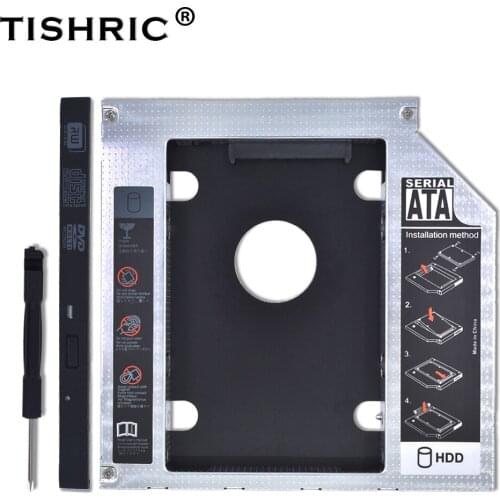 TISHRIC Aluminum Optibay 2nd HDD Caddy 9.5mm SATA 3.0 2.5" SSD Hard Disk Driver Case Enclosure for CD-ROM DVD ODD Adapter