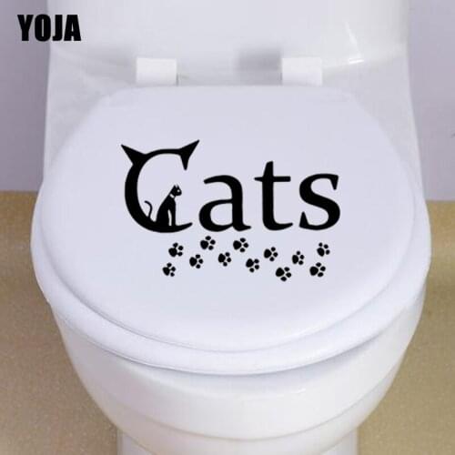 YOJA 22.4*14.7CM Pet Love Toilet Decal Wall Sticker Home Decor Cats Feline T4-0015