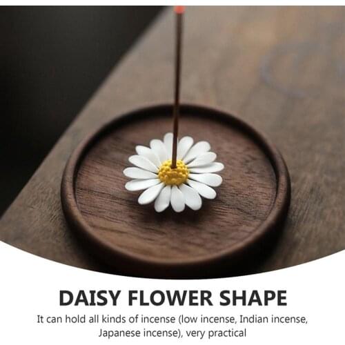 1Pc Ceramic Incense Tray Incense Rack Daisy Flower Adornment Incense Stick Holder For Home Decor Bedroom