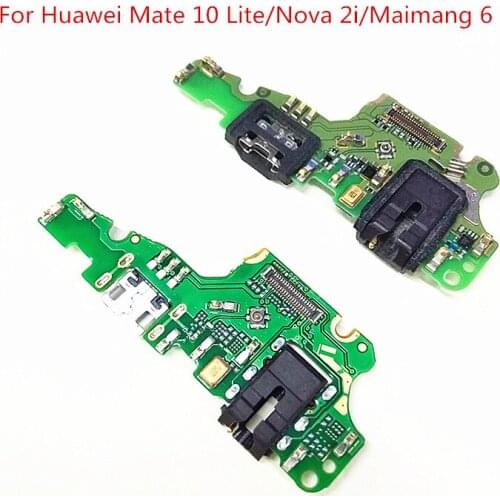 10pcs/Lot USB Charging Dock Connector Board Flex Cable With Earphone Jack For Huawei mate 10 lite mate10lite Nova 2i