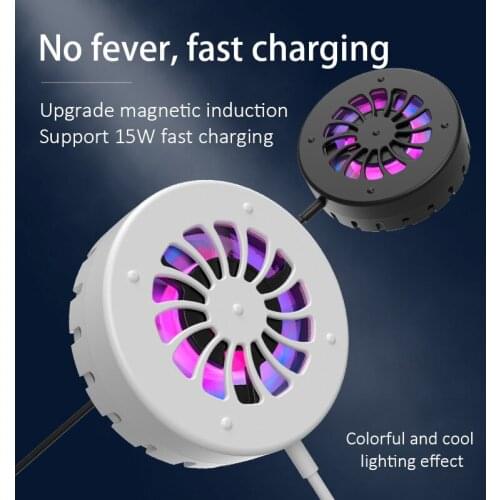 15W Magnetic Wireless Charging with Mobile Phone Cooling Fan Ambient Light Suitable for Wireless Charging Mobile Phones