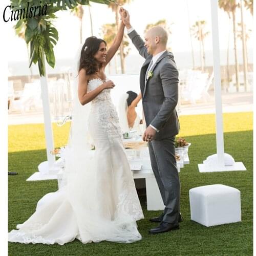 2021 Sweetheart Lace Mermaid Wedding Dresses Plus Size Custom Made Wedding Dress Lace Embroidery Bride Dress