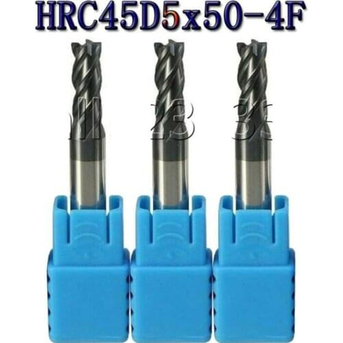 3PCS 5mm HRC50 HSS Straight Shank 4 Flute Tungsten steel cutter Cutter CNC Drill