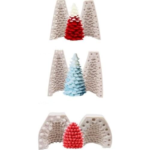 3D Christmas Tree Pine Cone Silicone Candle Mold Soap Clay Making DIY Cake Decor