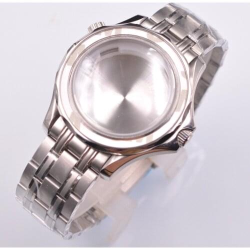 43mm Arched glass watch case FIT ETA2836 2824 MIYOTA 8205 8215 DG2813 3804 ST1612 Movement Stainless steel strap