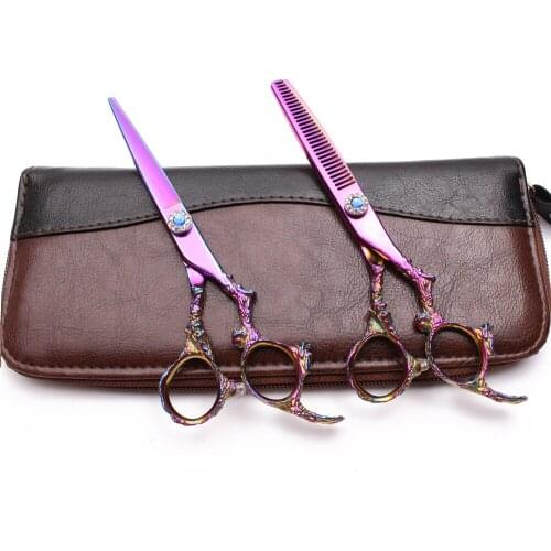 9005# 5.5" 440C Colorful Customized Logo Professional Hairdressing Scissors Cutting Shears Thinning Scissor Hairstylist Scissors