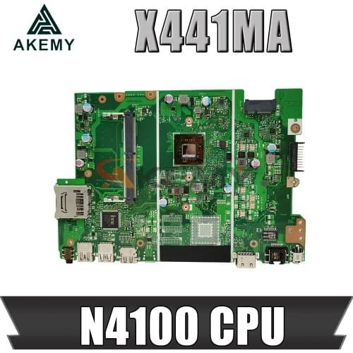 Akemy X441MA W/ N4100 CPU Laptop Motherboard For Asus X441M X441MA F441M Laptop mainboard