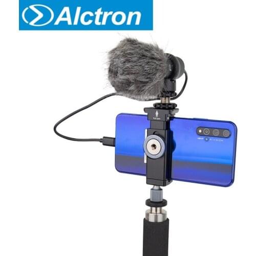Alctron M598 professional condenser interview microphone,with phone clamp and slim handle stand,for interview,outside collection