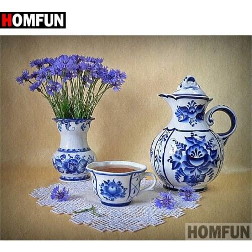 HOMFUN 5d Diamond Painting Full Square/Round "teapot" Picture Of Rhinestone DIY Diamond Embroidery Home Decor A00699