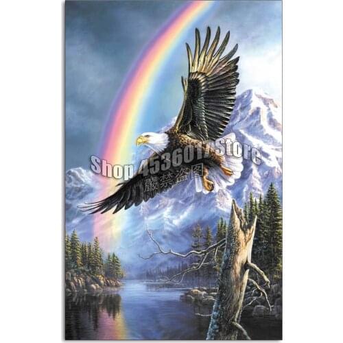 Diy 5D Diamond Painting Eagle of Promise diamond mosaic Houses Birds Patriotic 3D diamond embroidery Cross Stitch Home decor