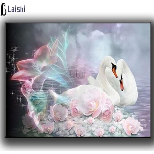 Diamond Painting Swan Full Round Daimond Embroidery Animals Picture of Rhinestones Diamond Mosaic Couple gifts Home Decoration