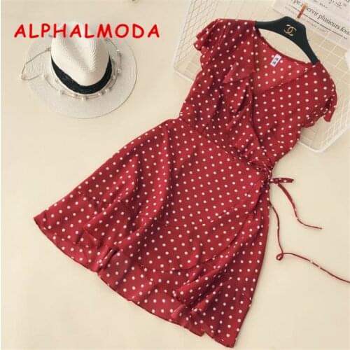 ALPHALMODA Summer Polka Dot Dresses