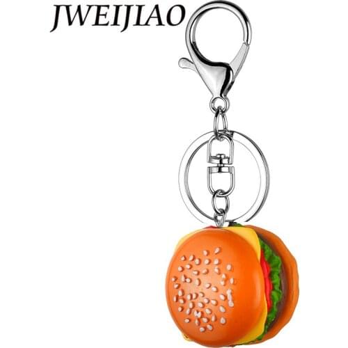 JWEIJIAO Hamburger Keychain DIY Simulation Handmade Accessories Mobile Phone Shell Bag Pendant Resin Food Ornament DS27