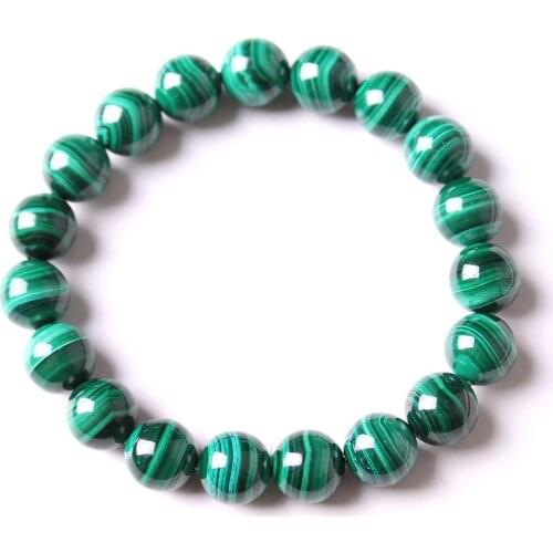 Classic Natural Stone Green Malachite Bracelet Elastic Rope Beaded Bracelet Jewelry Gift