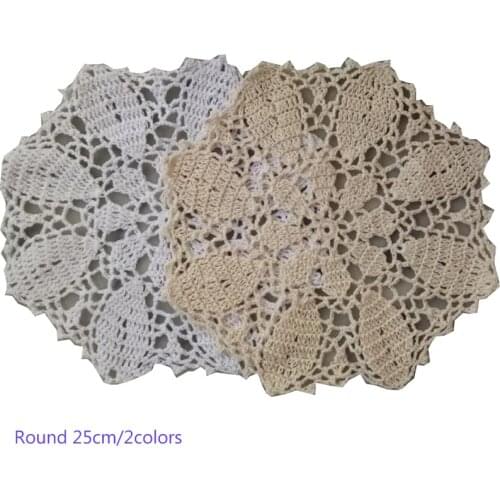 Flower Round lace cotton table place mat pad Cloth crochet placemat cup mug Christmas tea coffee coaster dining doily kitchen