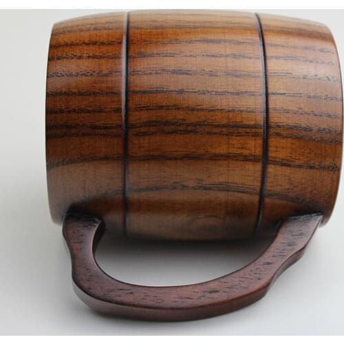 400ml Wooden Mug - Retro Beer Tankard for Tea, Coffee, Coffee, Unbreakable Drinking Mug with Handle