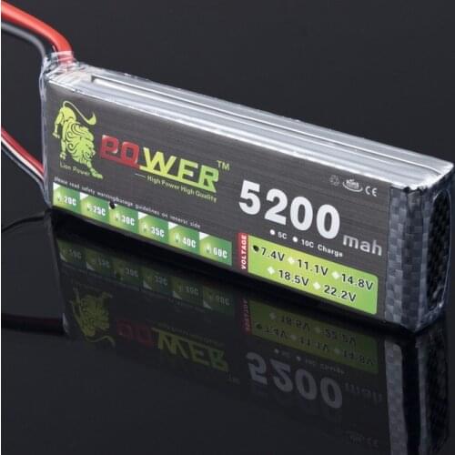 Lion Power 7.4V 5200mAh Lipo Battery 30C Max 60C 2S Battery 2S LiPo 7.4 V 5200mAh 30C 2S Lithium-Polymer Battery For RC car