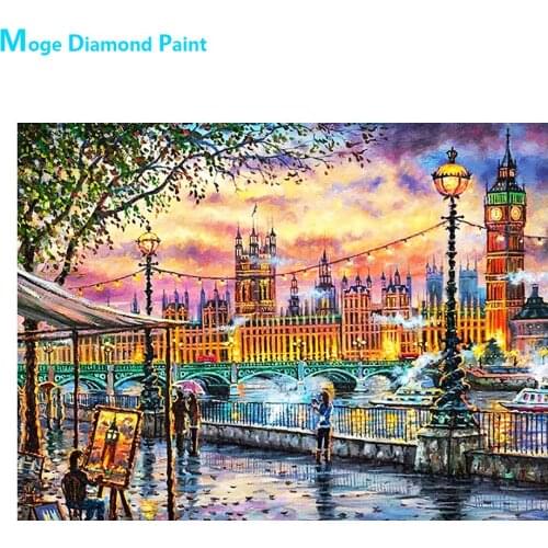 London Bridge Canal Scenery Diamond Painting Round Full Drill Nouveaute DIY Mosaic Embroidery Cross Stitch Oil Scenic Pattern