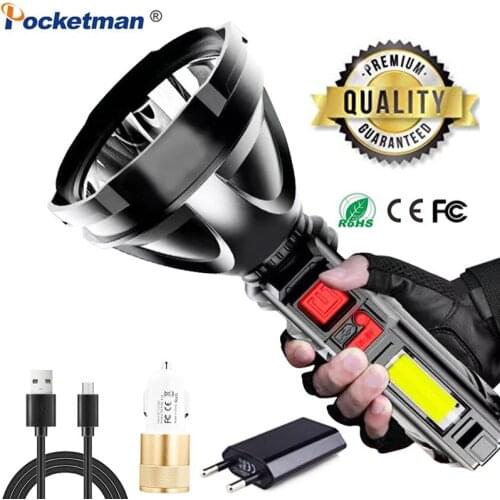 80000 LM Led Flashlight Super Bright COB Side Light Built-in Battery Torch Portable USB Rechargeable LED Hand Light Waterproof