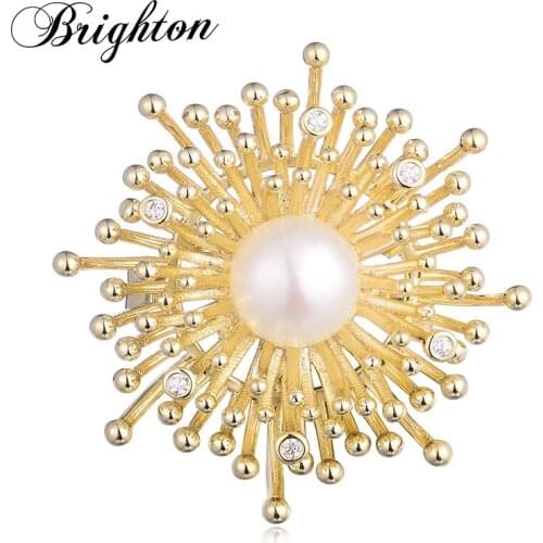Simulated Pearl Zircon Flower Brooches For Women Men Retro New Copper Male Female Brooch Pins Fashion Party Jewelry 2020