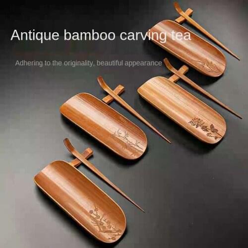 Natural Bamboo Tea Scoop Plum Blossoms Orchids Bamboo and Chrysanthemum Zen Kung Fu Tea Ceremony Six Items Tea Clamp Tea Pick