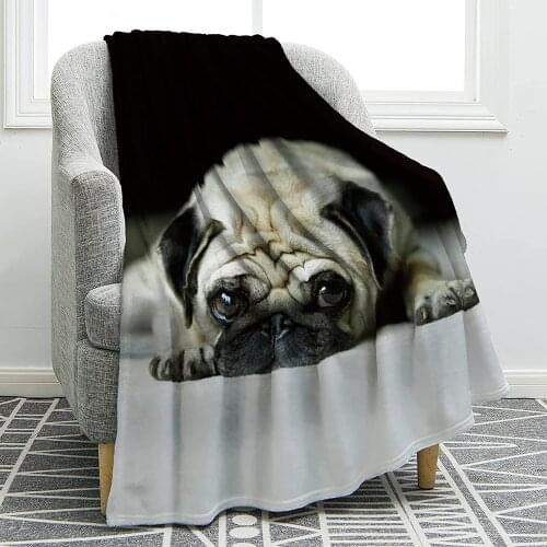 Pug Blanket Throw Soft Cozy Warm Print Dog Blanket for Boys Girls Sofa Bed Office