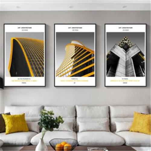 Office Building Yellow Black White Poster Canvas Print Painting Wall Art Living Room Home Decoration