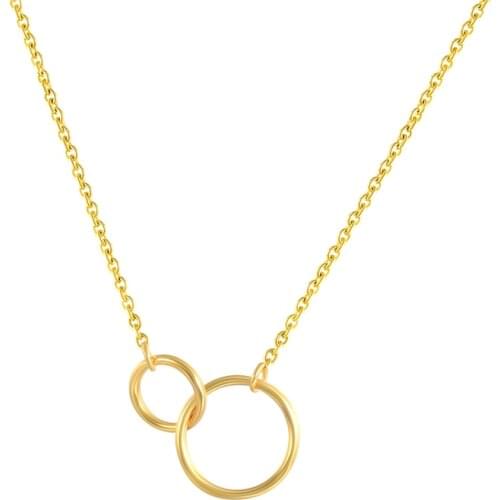 BOAKO S925 Sterling Silver Necklace Double Circle Necklace Geometric Two Circle Clavicle Pendientes Plata 925 For Women Gifts