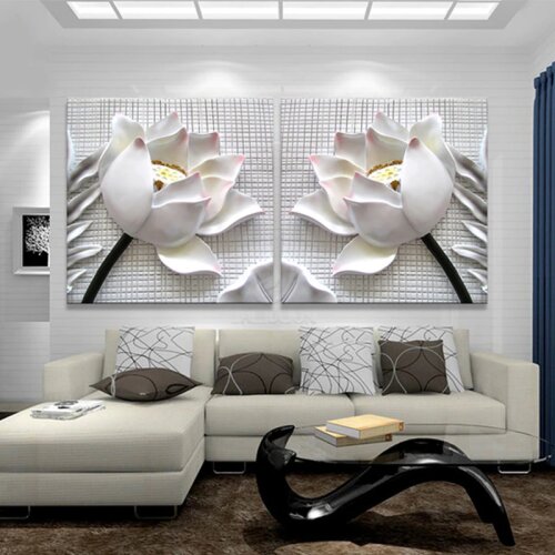 Modern 3D effect Flower Painting Posters and Prints Wall Art Canvas Painting Decorative Pictures for Living Room Home Decor