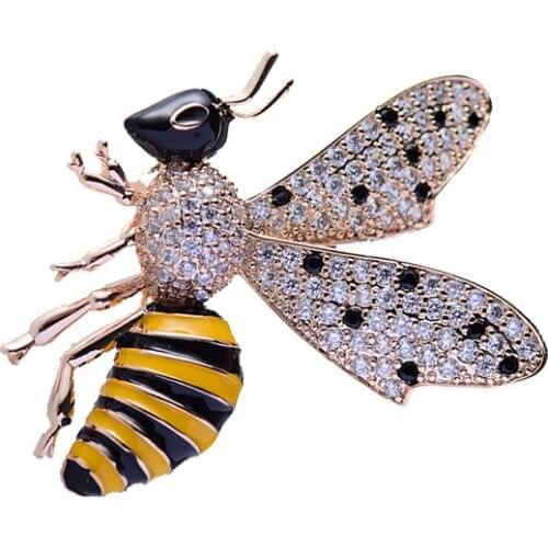 Bad Guy Bee Insect Brooch Pins Yellow Rhinestone Brooch Pin for Women Clothes Scarf Buckle Garment Accessories Fashion Jewelry