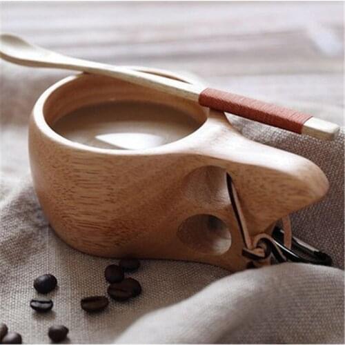 Portable Outdoor Healthy Wood Coffee Tea Cups Tourism Carrying Ancient Creative Wooden Single/Double Holes Wooden Cup