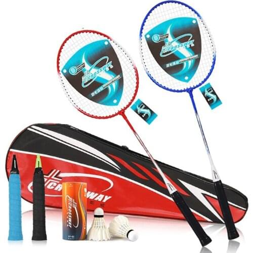 2pcs/lot Couple Iron Alloy Training Badminton Rackets Racquet Light Weight Sports With Bag Badminton Set For Adult Teenagers