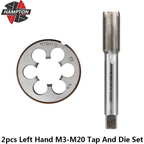 Hampton 2pcs Left Hand Tap And Die Set M3-M20 HSS Metric Thread Tap For Metal Working Plug Tap Thread Die Screw Tap Drill Bit