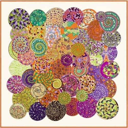 POBING Luxury Brand 100% Twill Silk NecKerchief Boho Style Ethnic Square Scarf For Woman Spain Female Foulard Large Scarves