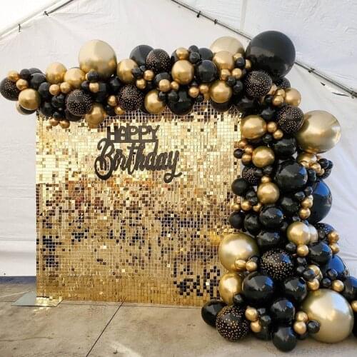 DIY Gold Black Garland Latex Balloons Kits 5/10/12Inch Confetti Fringe Curtain Birthday Party Graduation Wedding Baby Shower