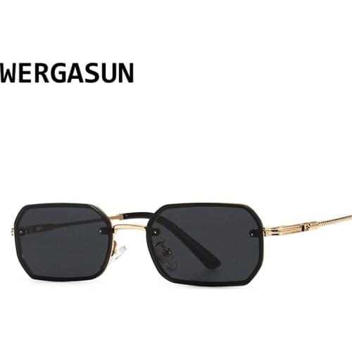 WERGASUN Rectangle Sunglasses Women Men Luxury Brand Designer Sun Glasses Alloy Eyeglasses For Female Male UV400