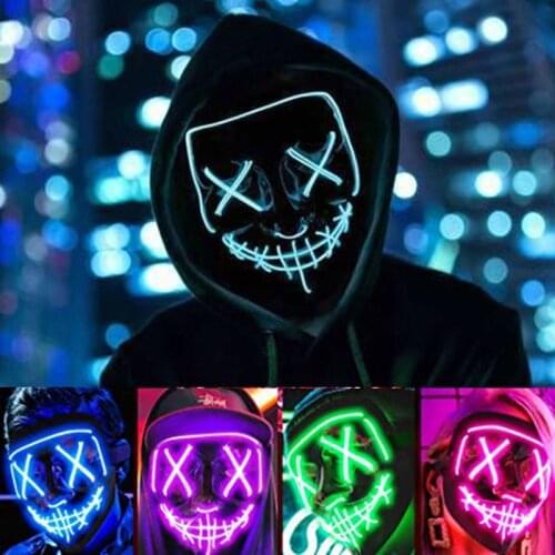 Halloween Luminous LED Mask Party Cosplay Masque Masquerade Masks Neon Maske glowing horror Mask Halloween Party Costume decor