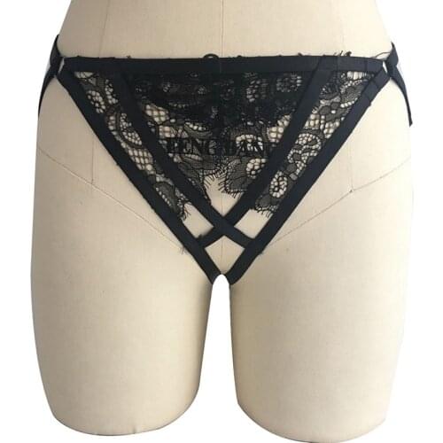 New Designer Black Womens Sexy Body Harness Lace Briefs Panties Thongs Gothic Cross G-string Lingerie Underwear Body Cage