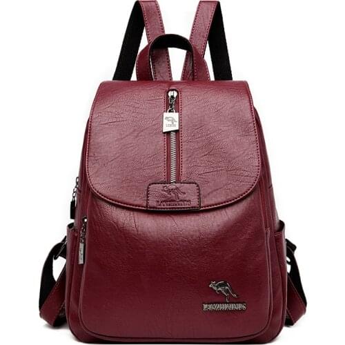 2021 Summer Soft Leather High Quality Women Backpack School Bags for Teenage Girls Large Capacity Travel Backpacks Mochila Mujer