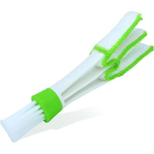 1Pc Plastic 2 In 1 Car Air Conditioner Outlet Blinds Cleaning Brush Duster Brush Dual-purpose Automobile Interior Cleaning Tools