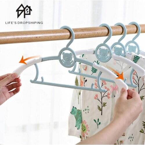 10/20pcs Adjustable Clothes Hanger Flexible Racks Plastic Clothing Display Kids Hangers Unmarked Children Coats Hanger Organizer